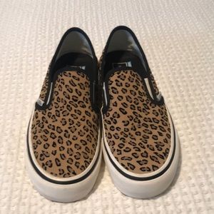 Womens Leopard Vans Slip On 8.5